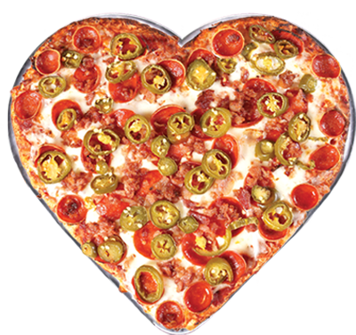 Heart shaped jalepeno pizza