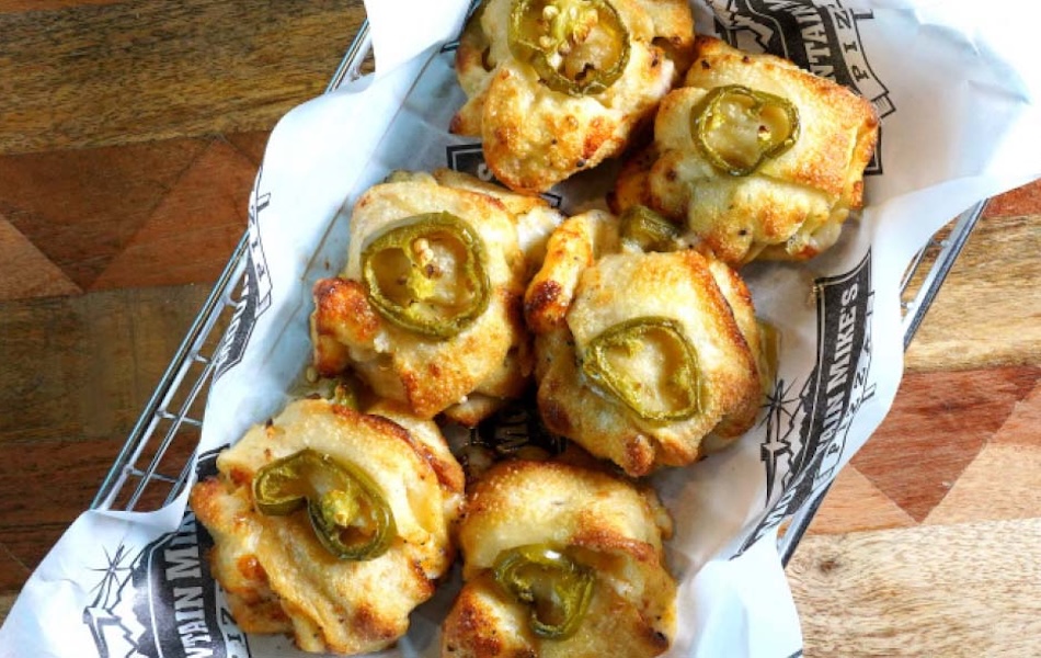 Jalapeño Not-Knots baked with cheese, garlic, butter, and spicy jalapeños Jalapeño Not-Knots baked with cheese, garlic, butter, and spicy jalapeños