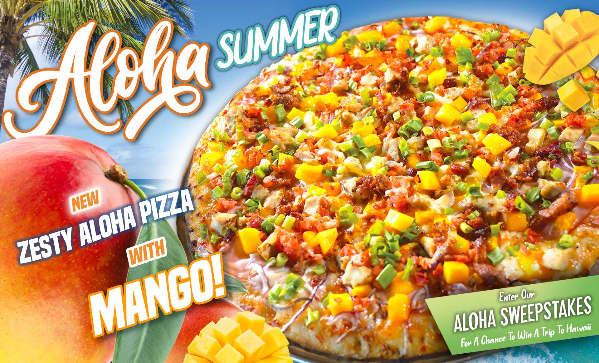 Aloha Summer pizza and wings