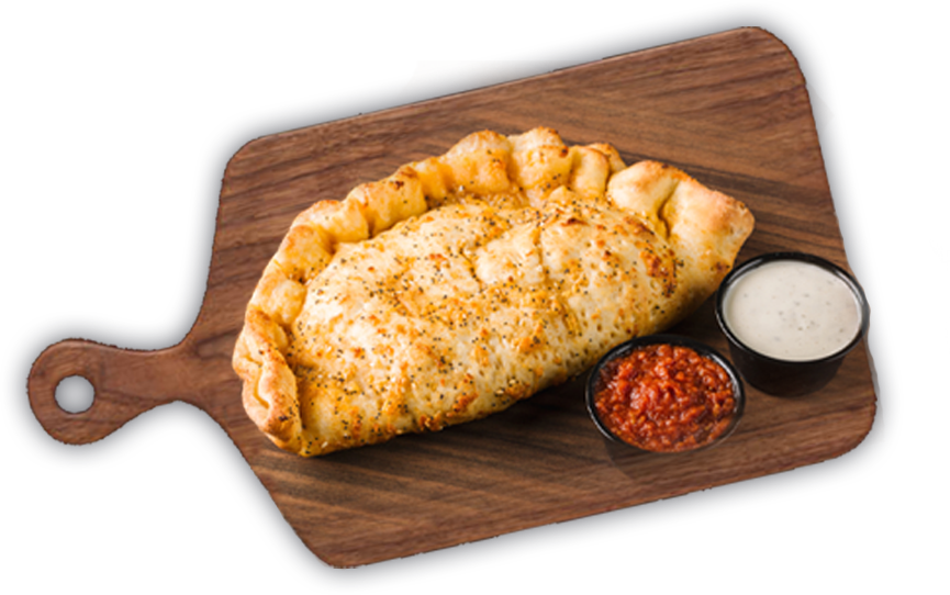 calzone on wood board