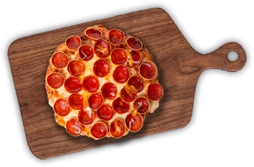 pizza on wood board